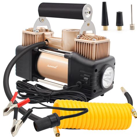 Dec 11, 2019 · GSPSCN Dual Cylinder DC 12V Air Compressor for Car, Heavy Duty Portable Tire Inflator,Tire Pump 150PSI with LED Light for Auto,Truck,SUV, RV,Balls etc (RED) 4.4 out of 5 stars 2,946 2 offers from $37.79 